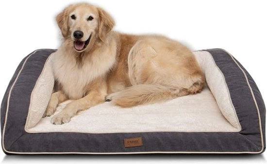 Letto per cani extra grande, 111,8 x 86,4 x 25 cm, XL, con schiuma a forma di uovo, letto per cani e per persone con coperta da appendere calda e rimovibile in fleece, grigio
