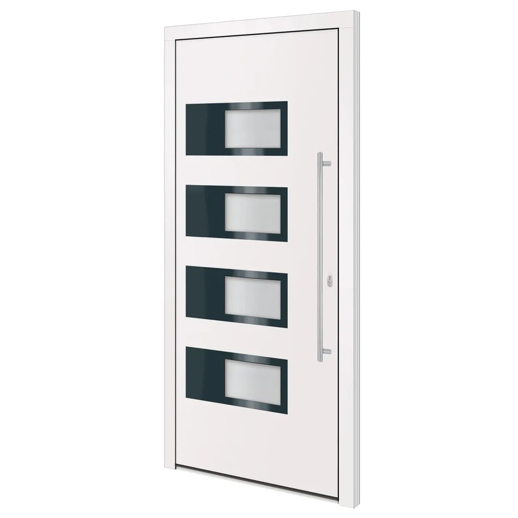 Porta Ingresso Bianca 100x210 cm in Alluminio e PVC 3157063