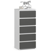 Cassettiera AKORD CL5 Cassettiera Bianca 40 cm 5 cassetti inserto frontale Grigio Grafite 40x35x92 cm