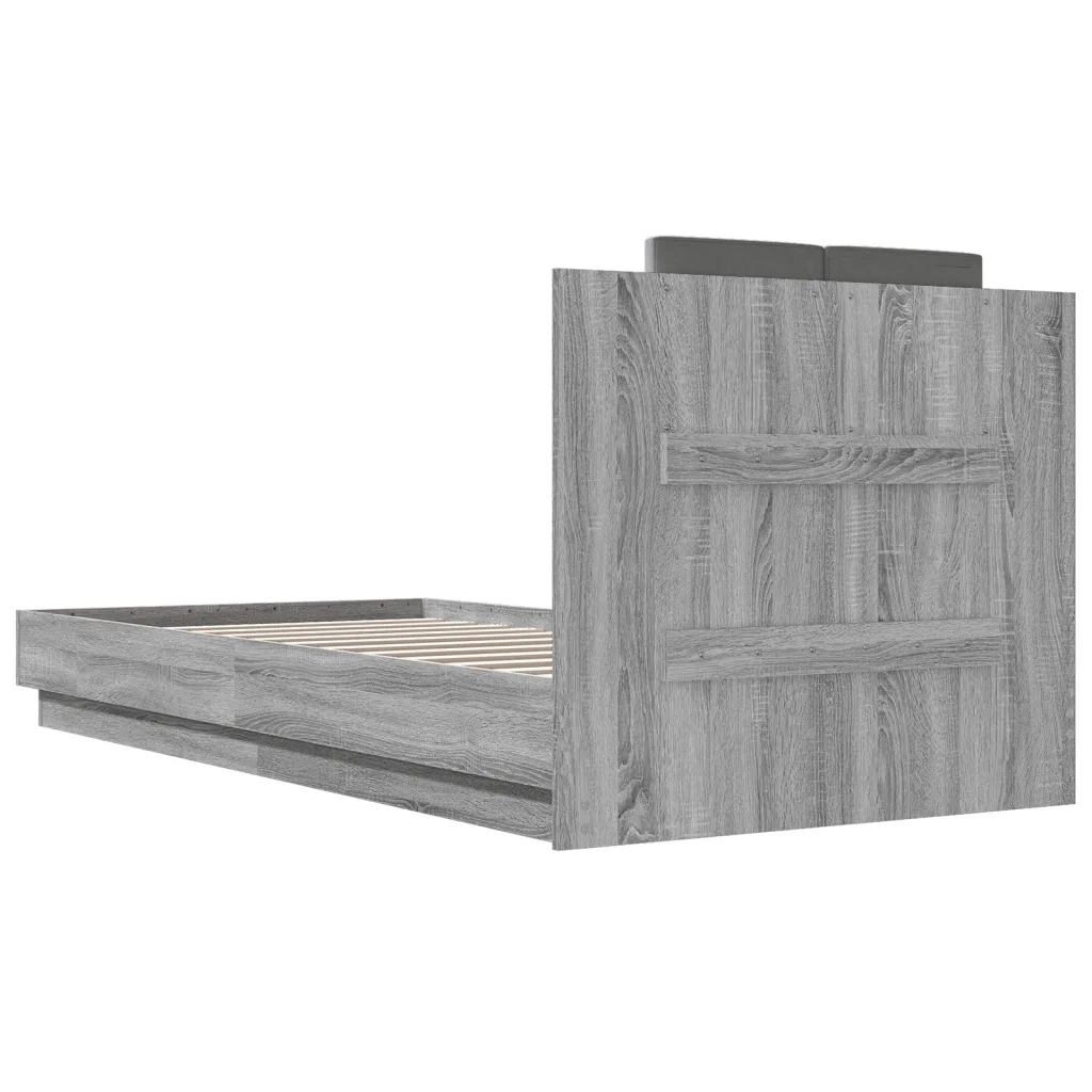 Giroletto con Testiera e LED-Struttura Letto con testiera Grigio Sonoma 100x200 cm 904668