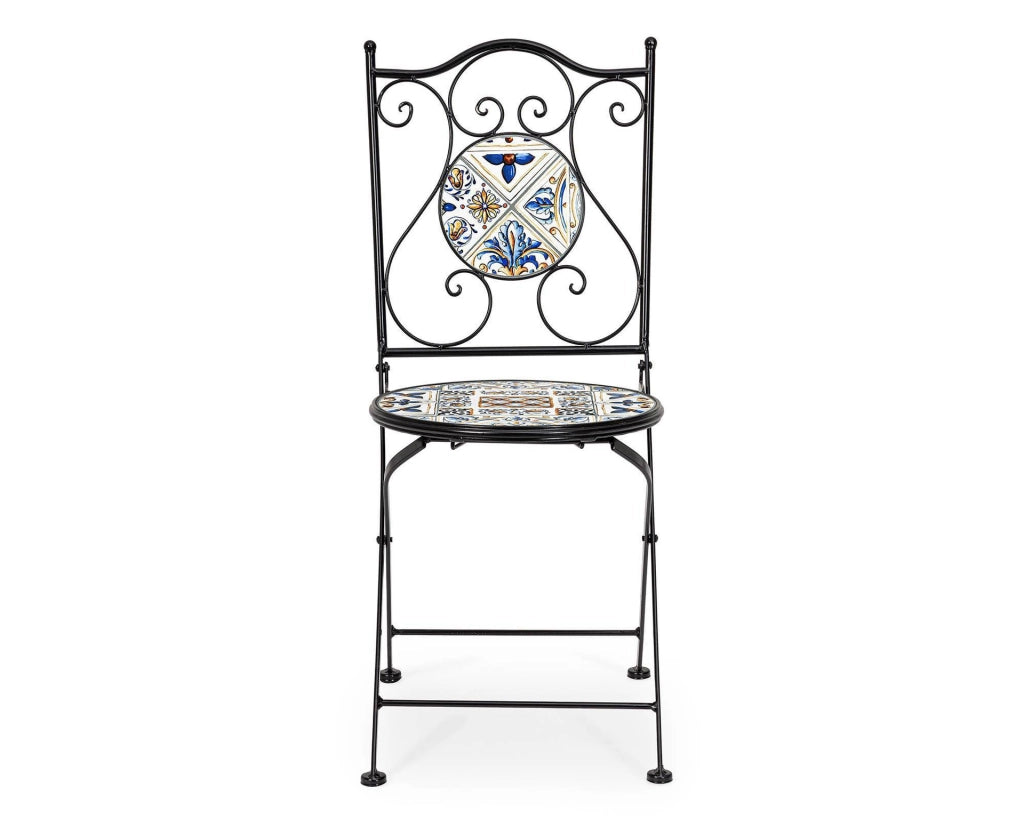 Sedia Piegh Mykonos - Struttura in Acciaio e Piano in Ceramica - 120x80x75 cm