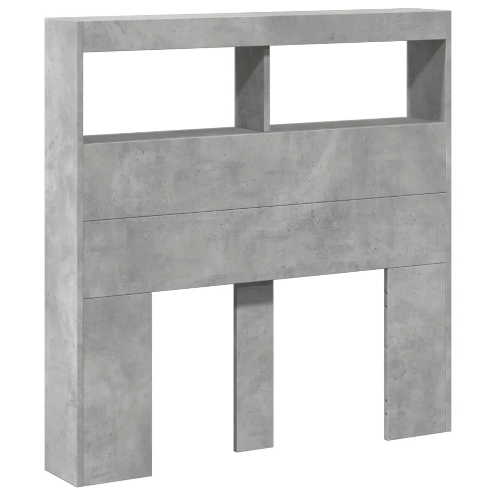 Testiera | Testata con Contenitore a LED Grigio Cemento 100x17x102 cm