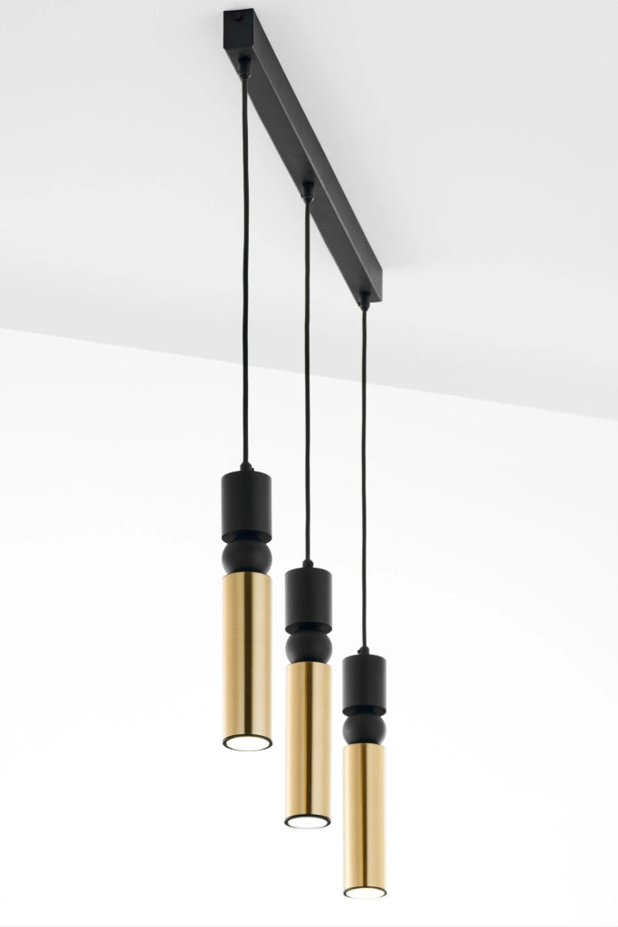 Lampada sospesa a barra 60cm nero oro 3xGU10 ALAS Jupiter