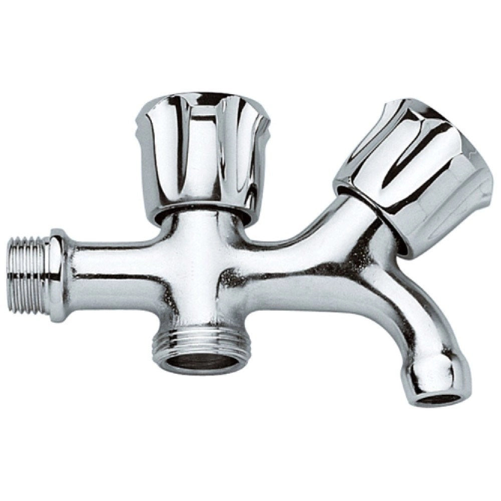 Trade Shop - Rubinetto Due Maniglie Attacco 1/2x3/4  52883 Doppio Attacco Sottolavabo -