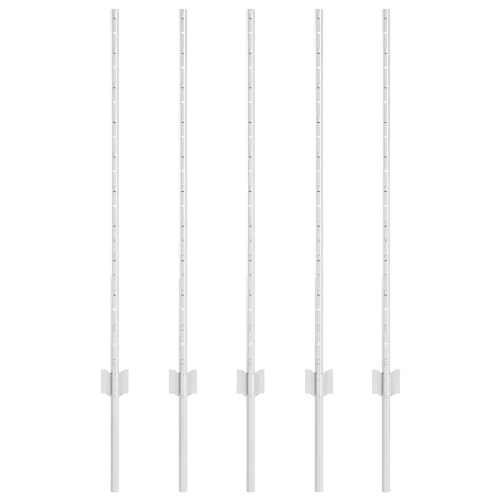 Palo della recinzione 5 pz Argento 100 cm Acciaio CFW8785090