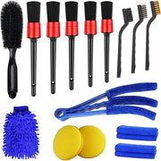 Set di Pulizia Auto da 15 pezzi - Con Set di Spazzole a Filo Spazzola per Ruote Spazzola per Ventilatori Muffa per Pulizia Auto - Kit di Pulizia Auto Completo per Interno Esterno Pannello di Controllo