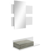 Mobile Ingresso con Specchio e Cassetto ¨C Zephmum ¨C Bianco e Grigio 75x3.5x75 cm