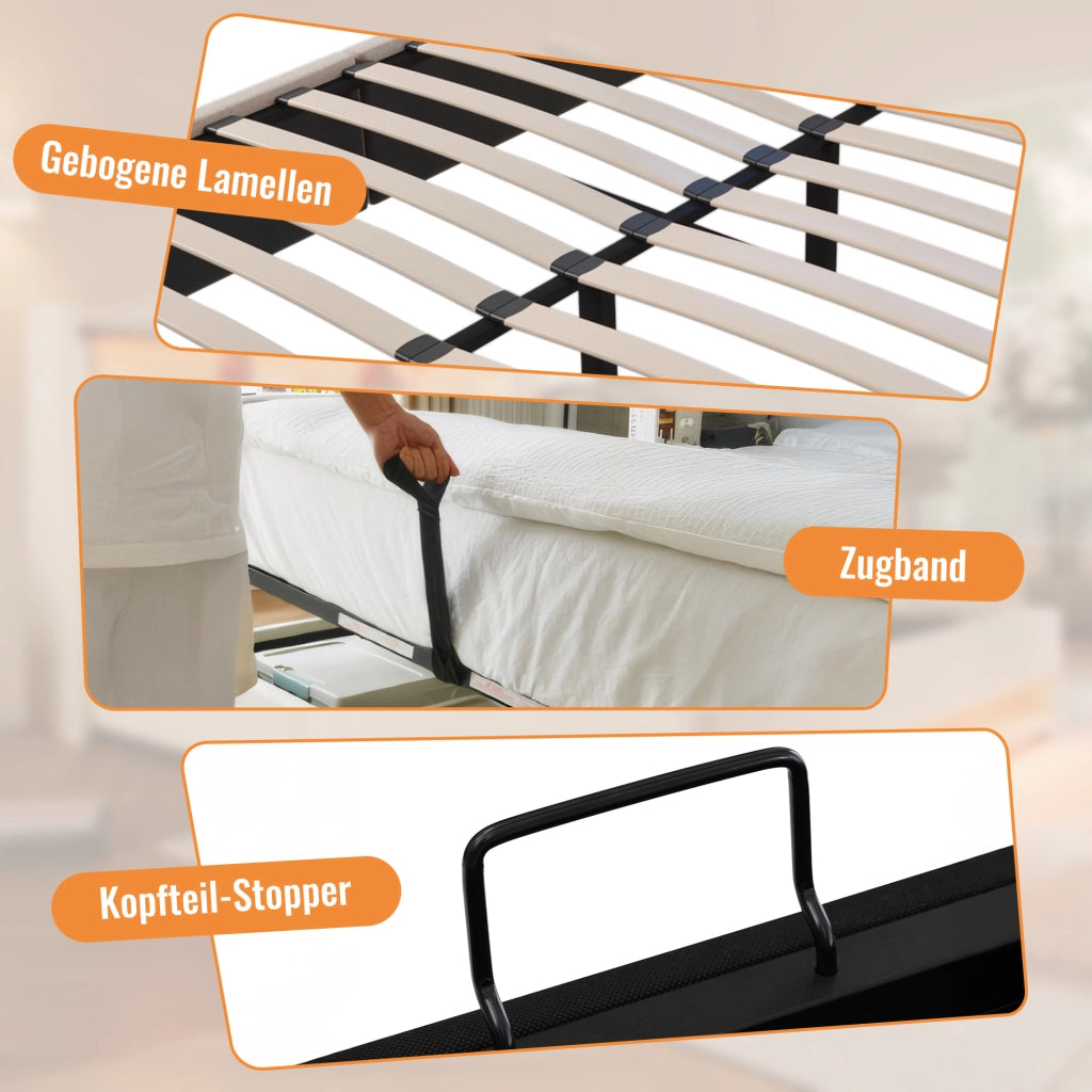 letto imbottito lino grigio 140 x 200 cm