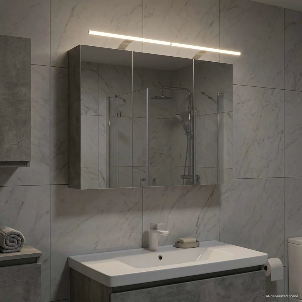 Mobiletto per specchio da bagno con lo scaffale Grigio cemento 889130