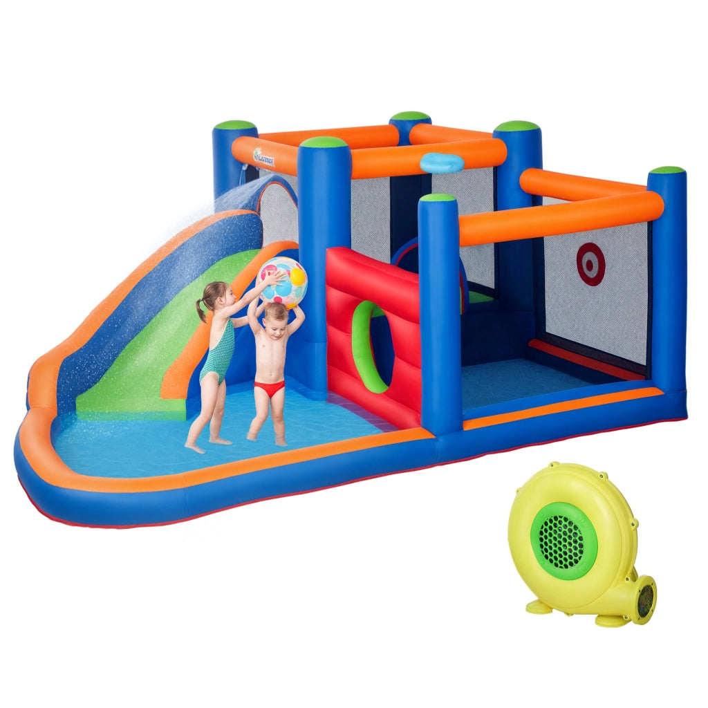 Castello Gonfiabile per Bambini ¨C Zephmum ¨C Verde, con Piscina e Pompa, 380x340x170 cm