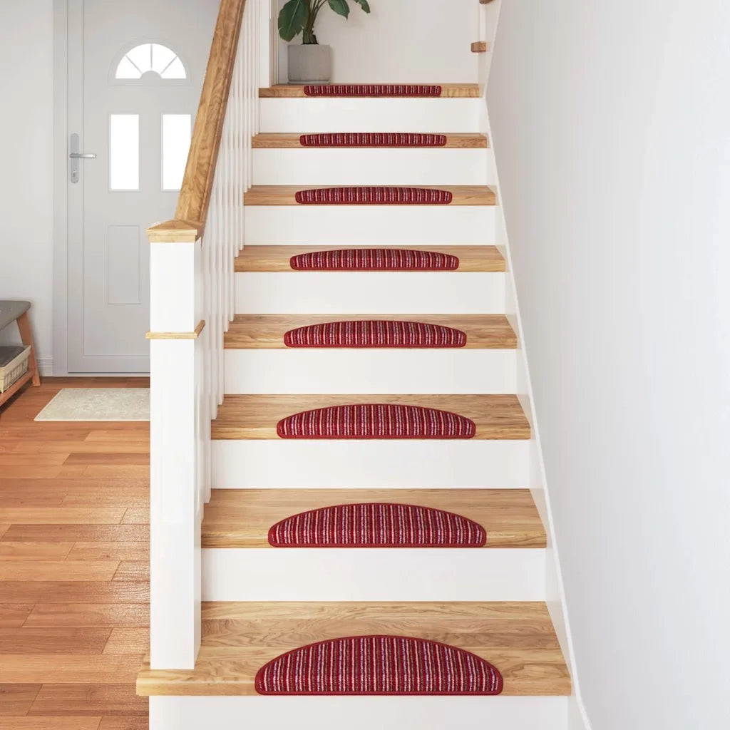 Tappetini per scale autoadesivi 15 pz | Gradini per Scale Rosso 56 x 17 x 3 cm