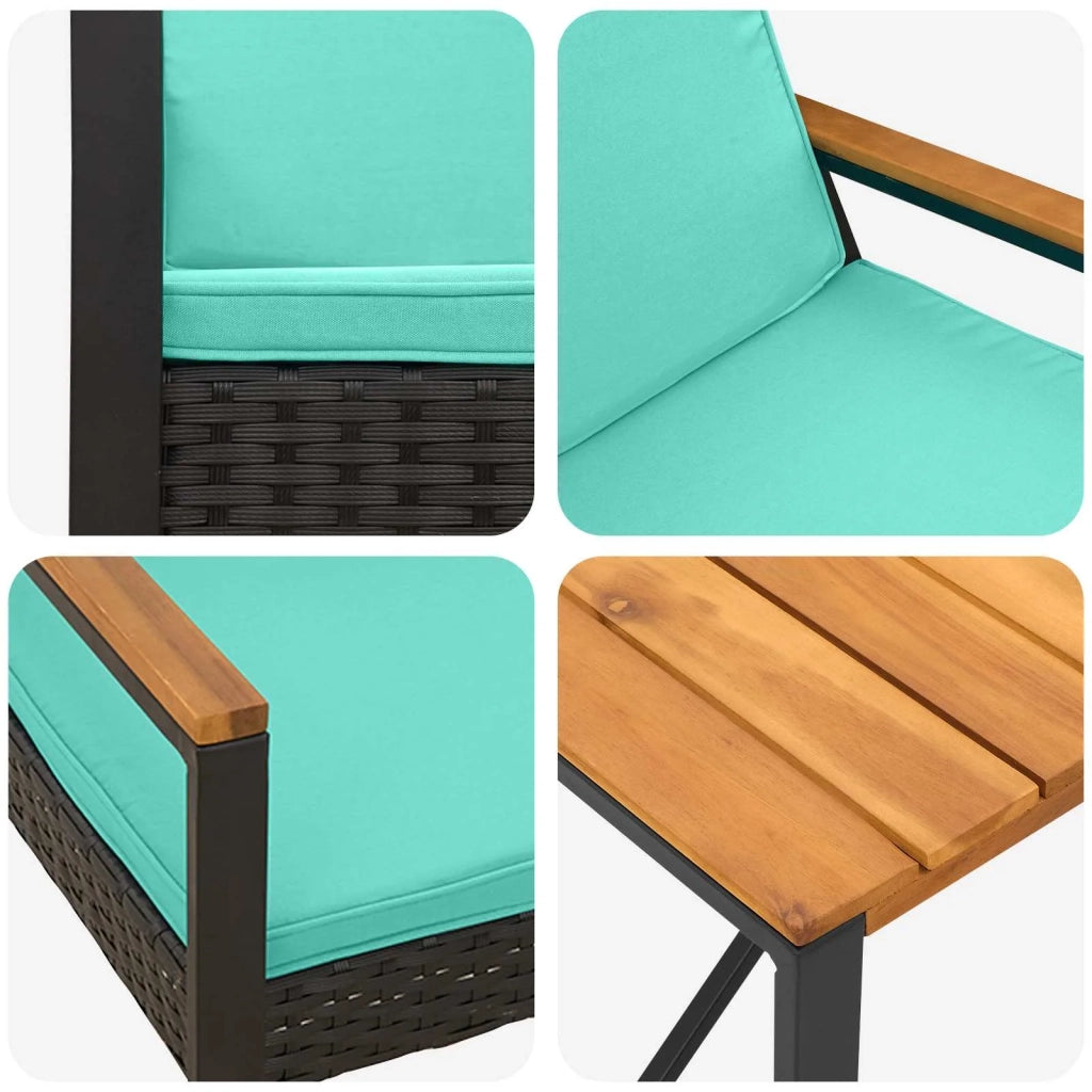 Set di Mobili da Esterno 4 pcs Nero e Turchese polyrattan 42025329