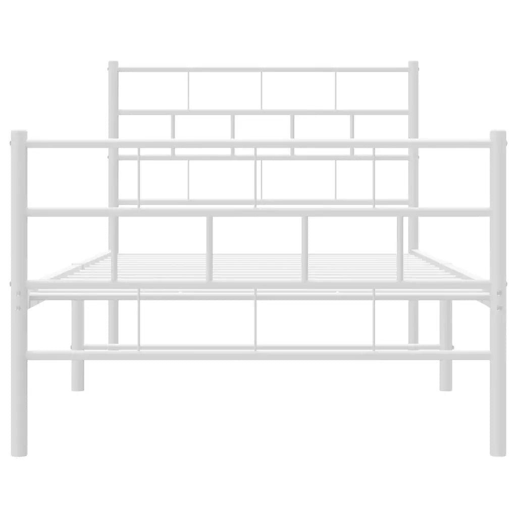 Giroletto con Testiera e Pediera-Struttura Letto Metallo Bianco 107x203 cm 101622