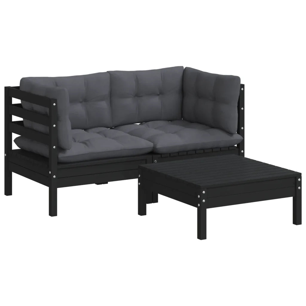 Set Divani da Giardino 3 pz | Set Salotto da Giardino con Cuscini Legno Massello di Pino