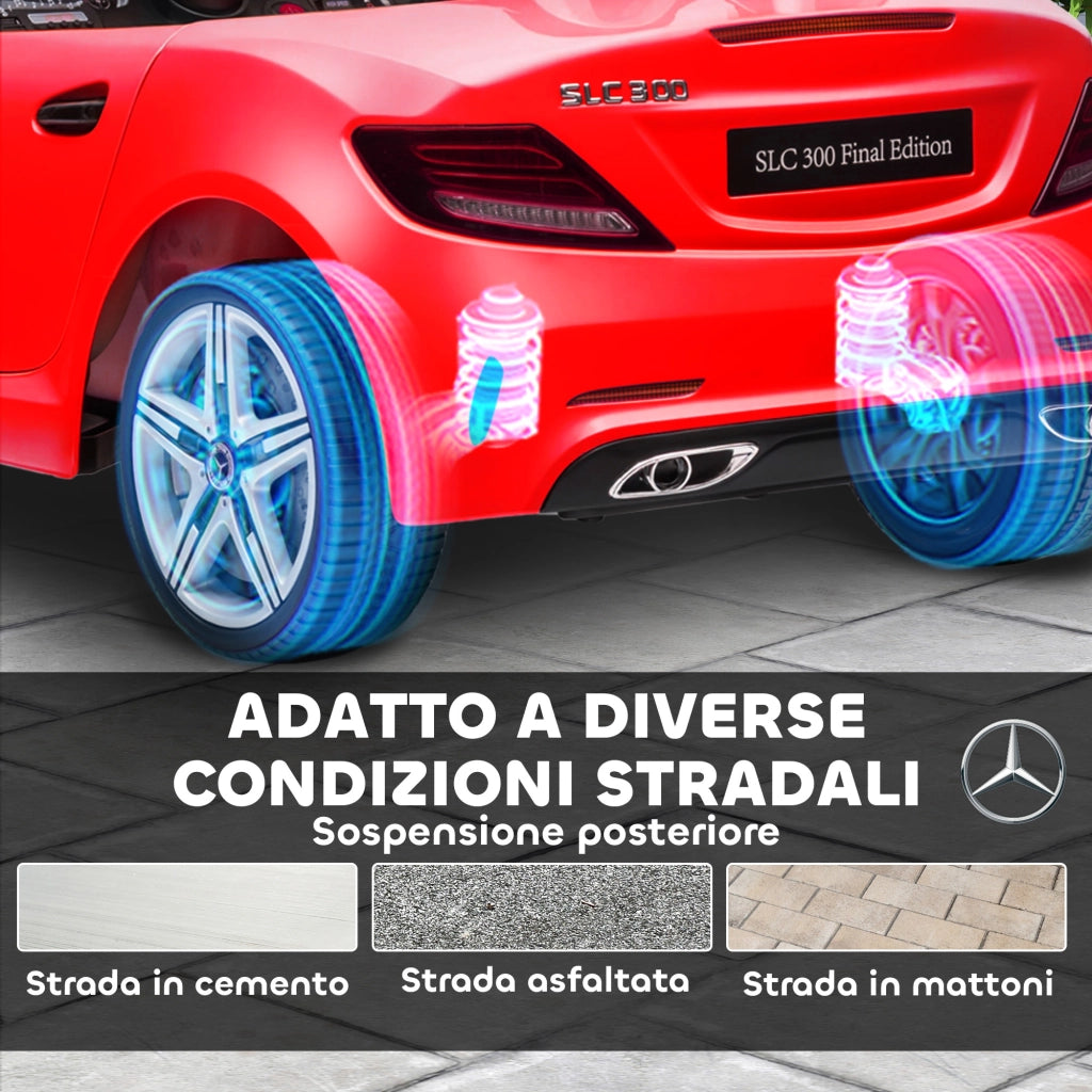 Auto Bambini Mercedes SLC 300 Telecomando ¨C zephmum ¨C Rosso PP e Metallo 107x62.5x44 cm
