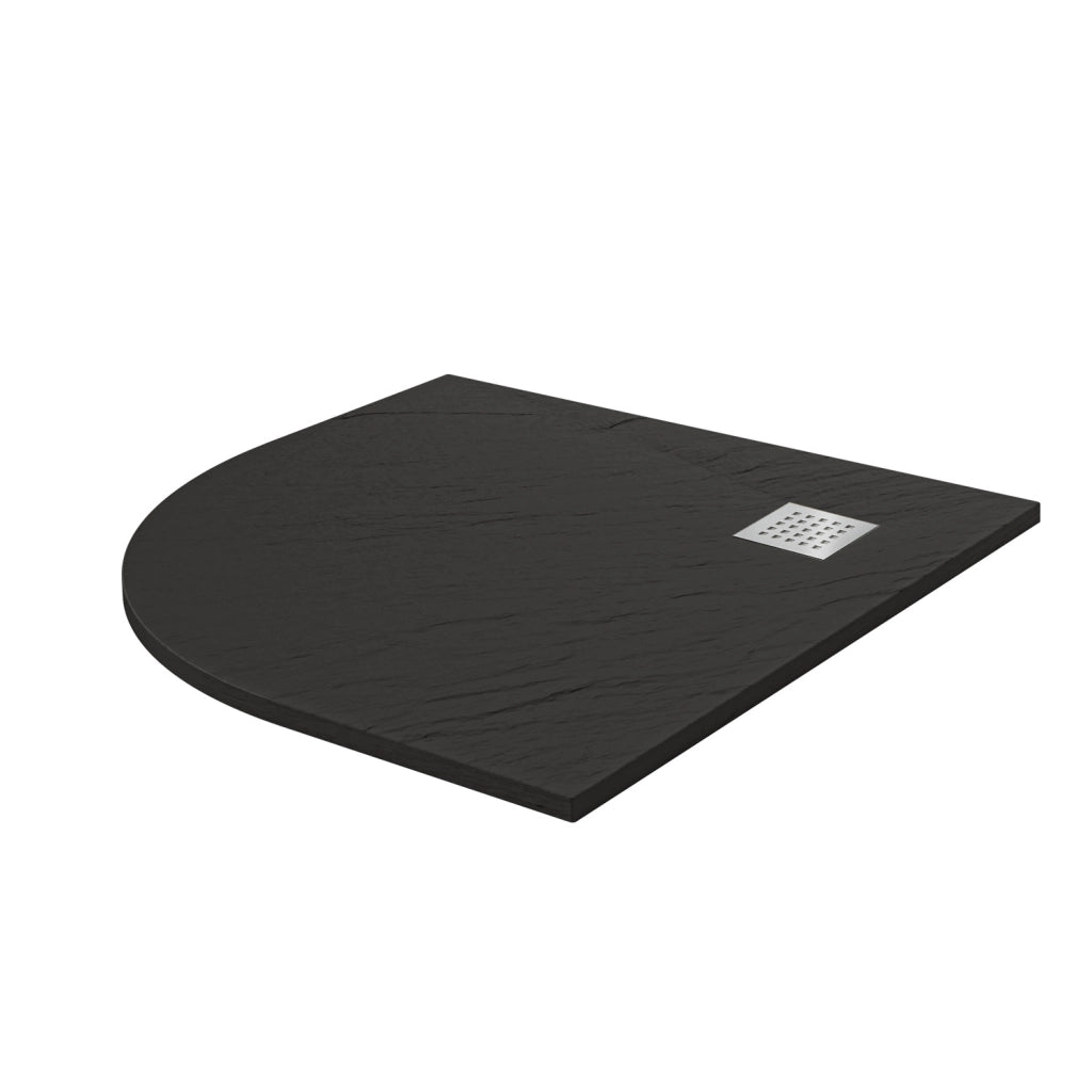 Piatto Doccia 90x90x2 6 CM Semicircolare Antracite Effetto Pietra mod. Blend
