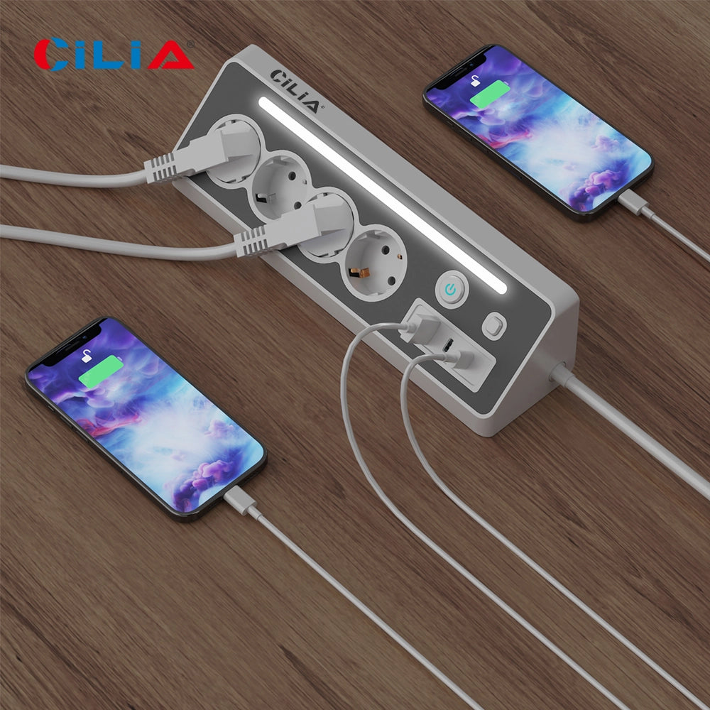 Tavolino da Caff¨¨ con Prese USB ¨C Xylo ¨C Grigio