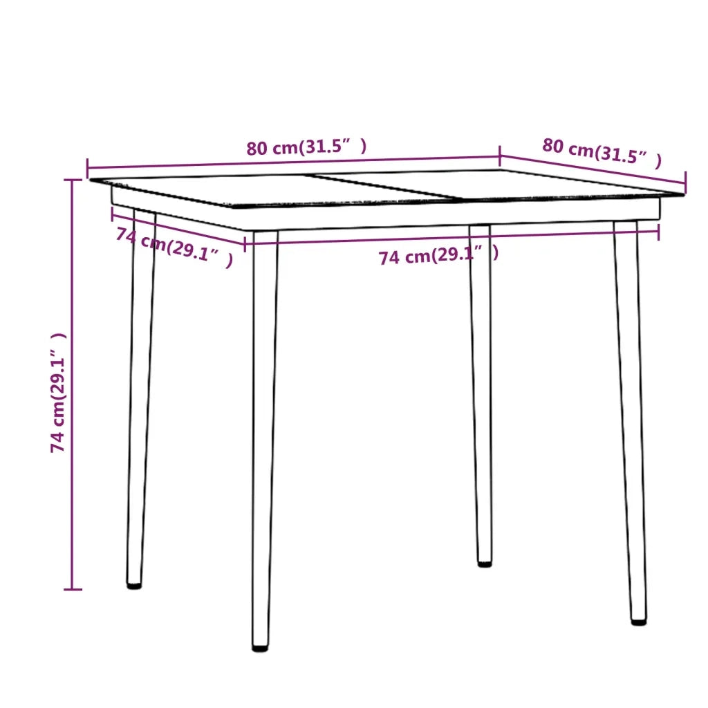 Set da Pranzo da Giardino 3 pz con Cuscini Beige e Nero 3099317