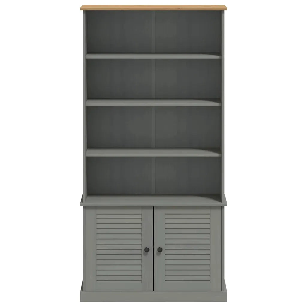 Libreria VIGO 85x35x170 cm in Legno Massello di Pino Grigio 353198