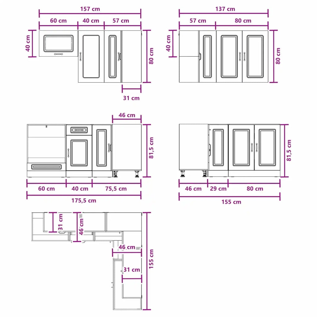 Unità Cucina KALMAR 8 pcs Legno antico Legno ingegnerizzato 3438379