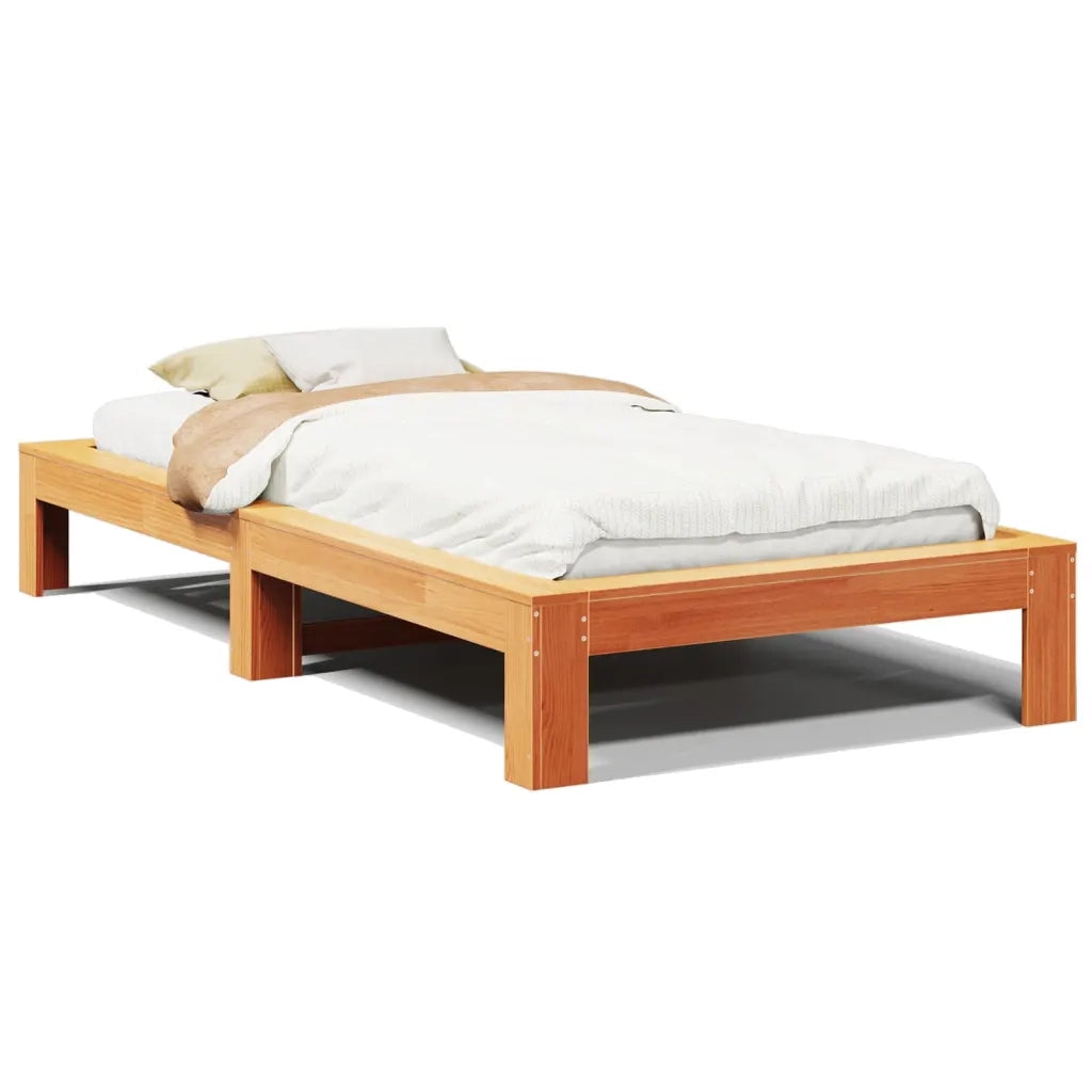 Letto singolo | Letto per adulti | Letto senza Materasso Marrone Cera 75x190 cm in Legno di Pino