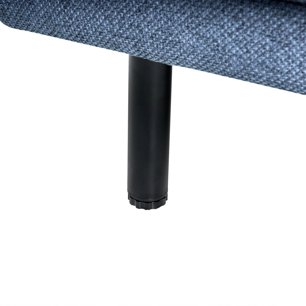 Divano a 3 posti imbottito in tessuto blu scuro legno gambe nere imbottito da salotto