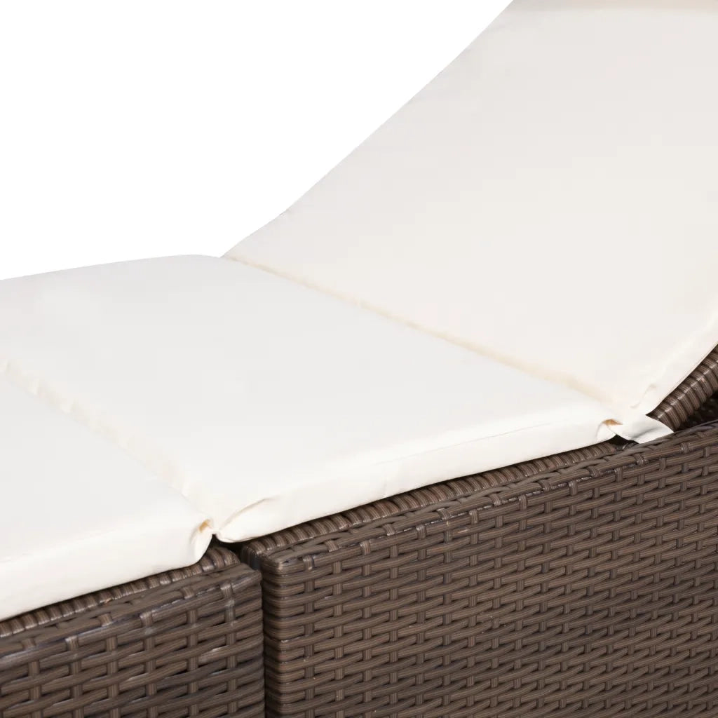 Sdraio da giardino | Lettino con Cuscino in Polyrattan Marrone