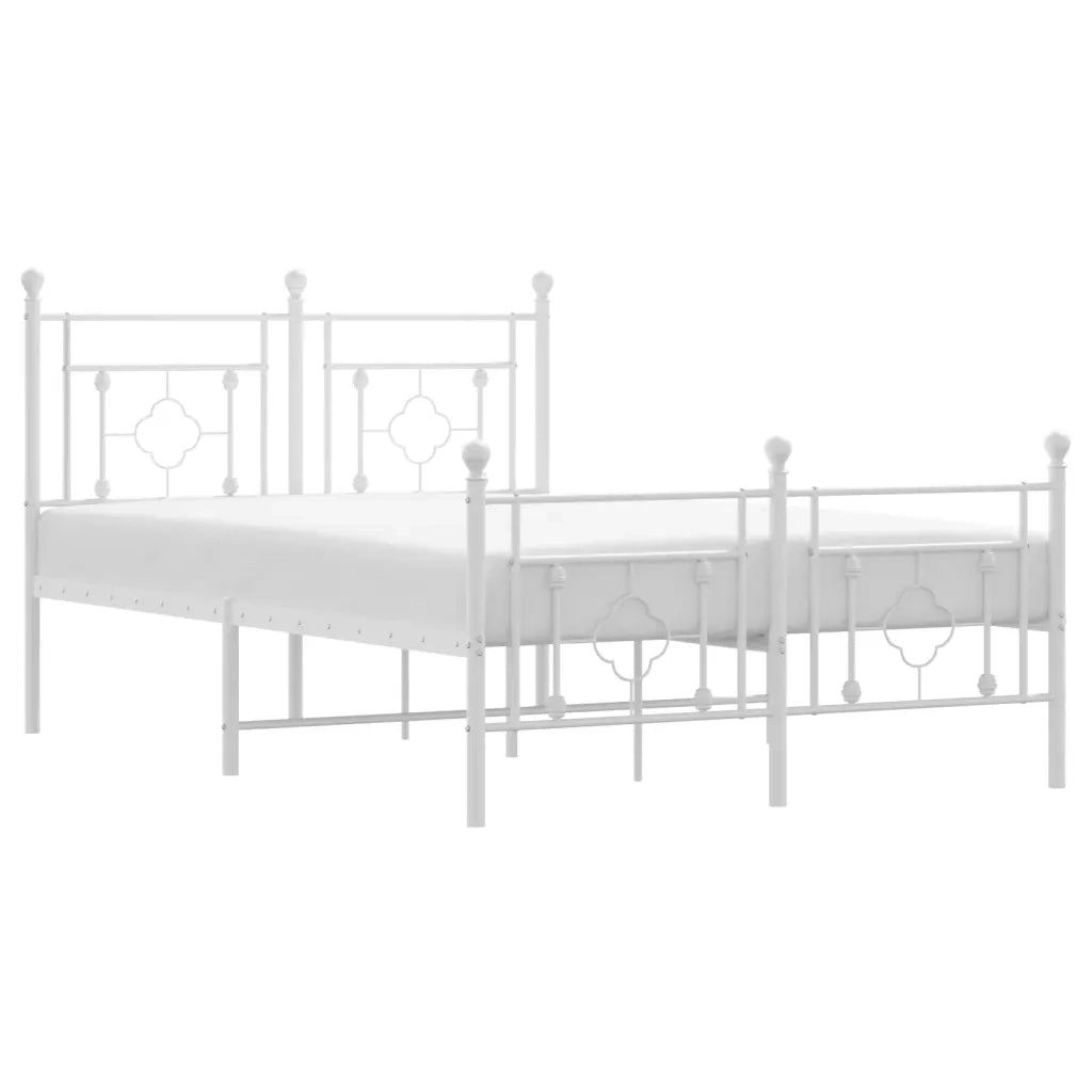 Giroletto con Testiera e Pediera Metallo Bianco 120x190 cm 374403