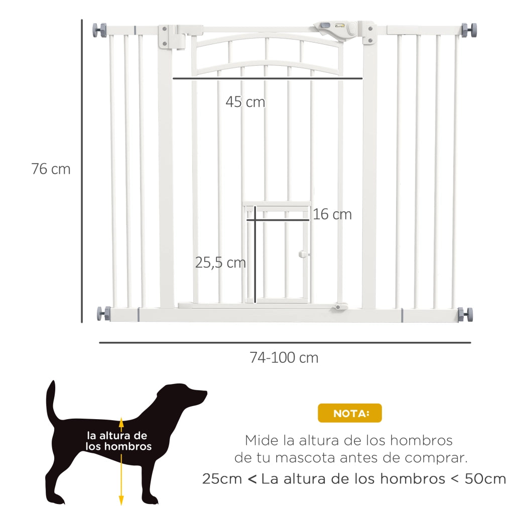 Cancello di Sicurezza per Cani ¨C Minimal ¨C Bianco 74-100 cm