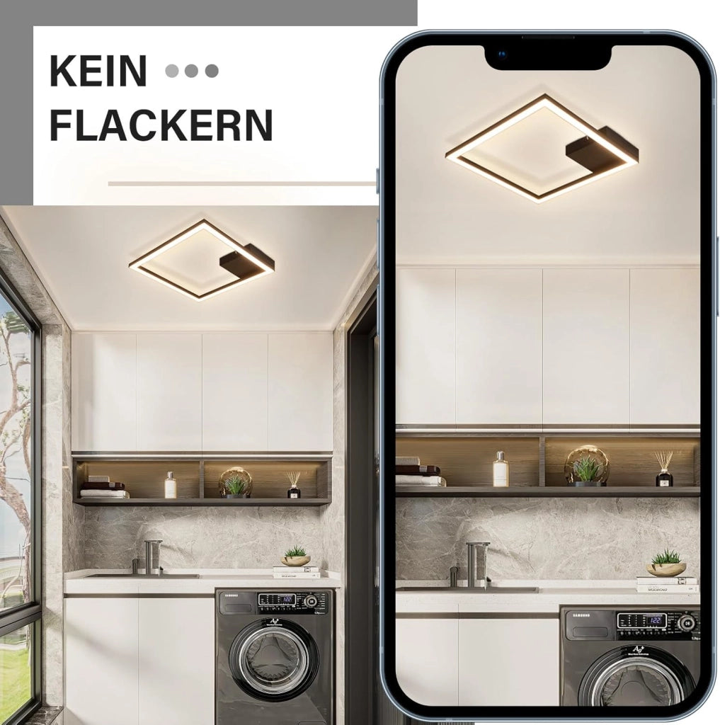 ZMH Lampada da soffitto plafoniera LED moderna quadrata nera 3000K per soggiorno cucina