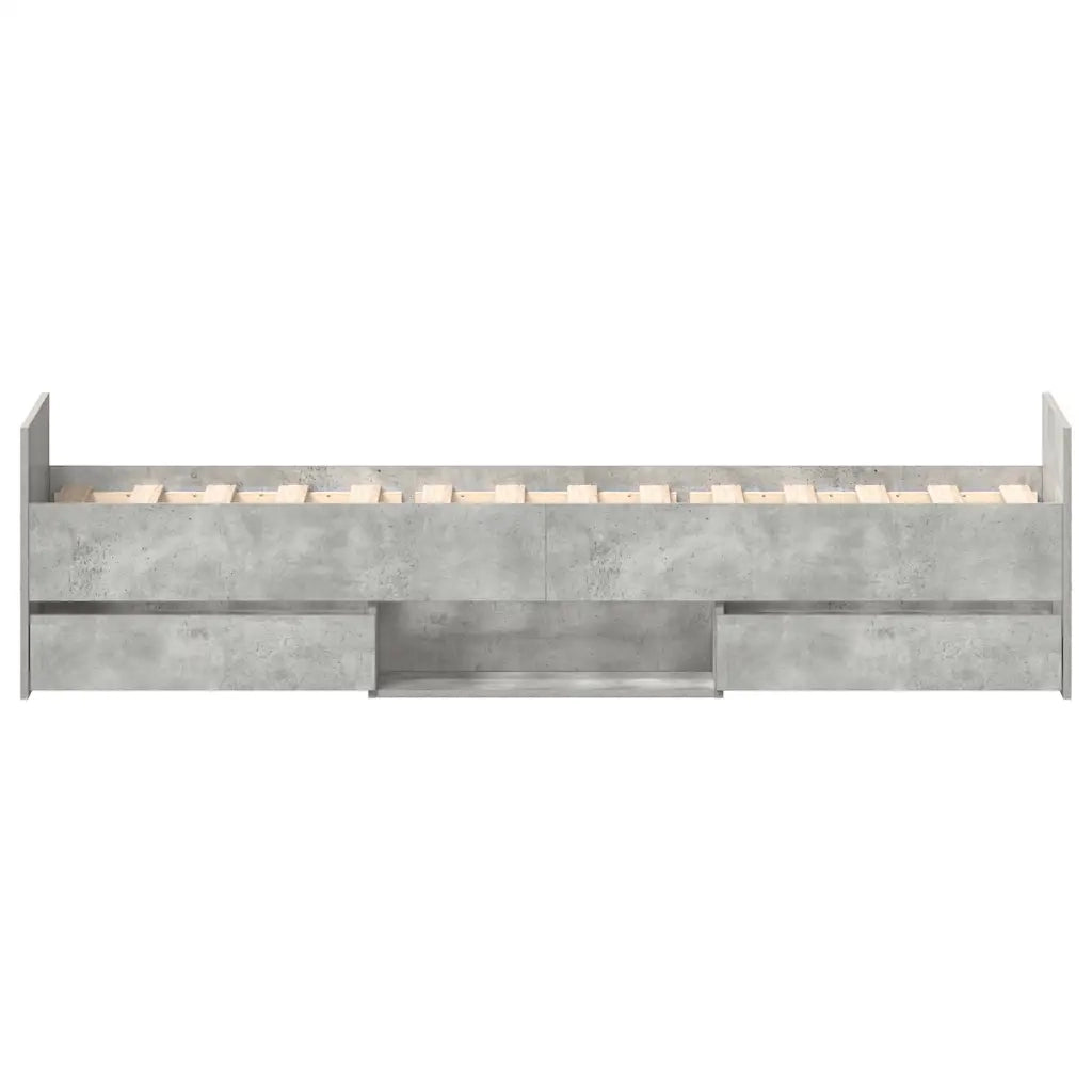 Letto singolo | Letto per adulti | Giroletto con Testiera e Pediera Grigio Cemento 90x200 cm