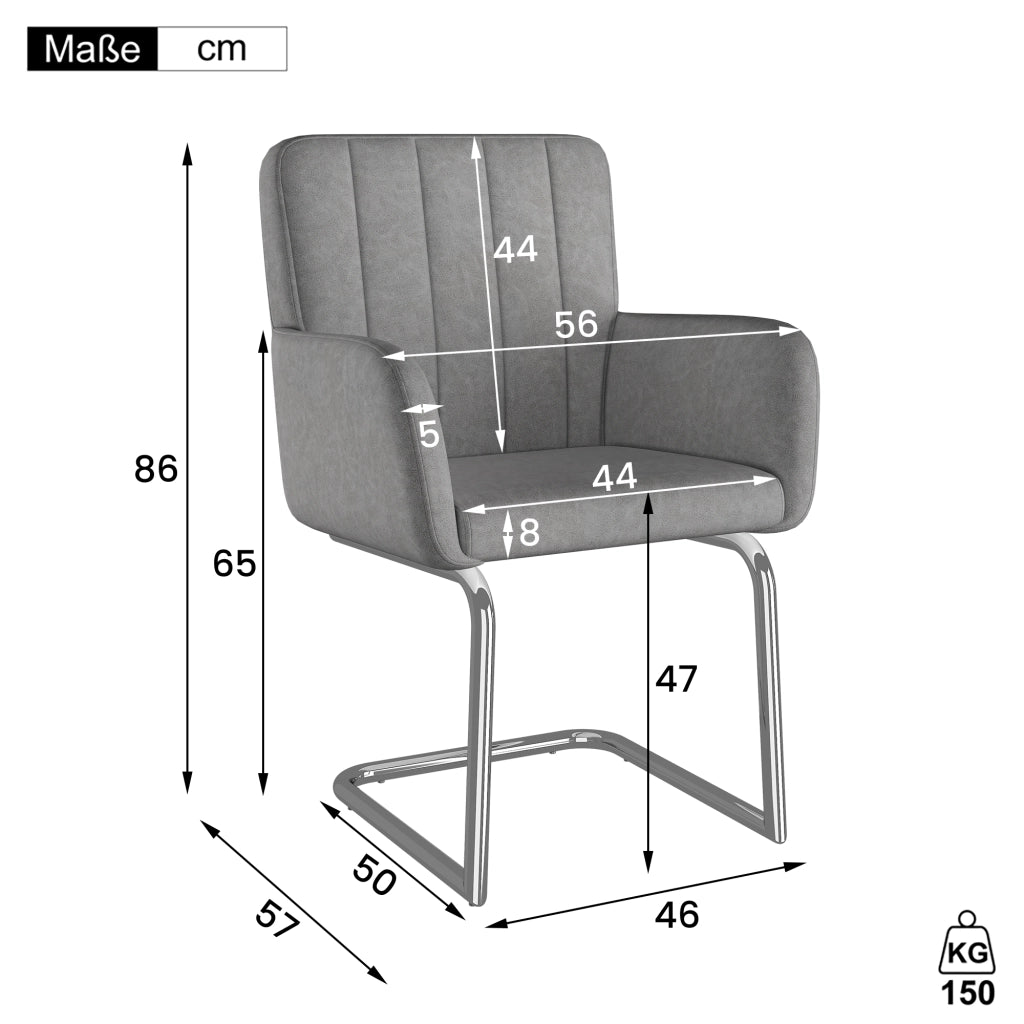 Set 2 Sedie da Pranzo Imbottite ¨C MINIMAL ¨C Struttura Metallo, Similpelle Grigio