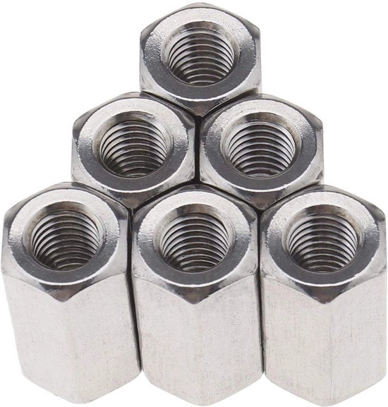 M8 Hex Moer a 10 pezzi - Connettore a vite - Acciaio inox 304 - DIN 6334 - Connettore a vite a stantuffo - Disegno a sei lati - Estensore a vite