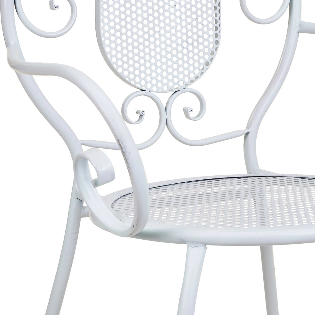 Poltrona in ferro battuto bianco 58x54x88h