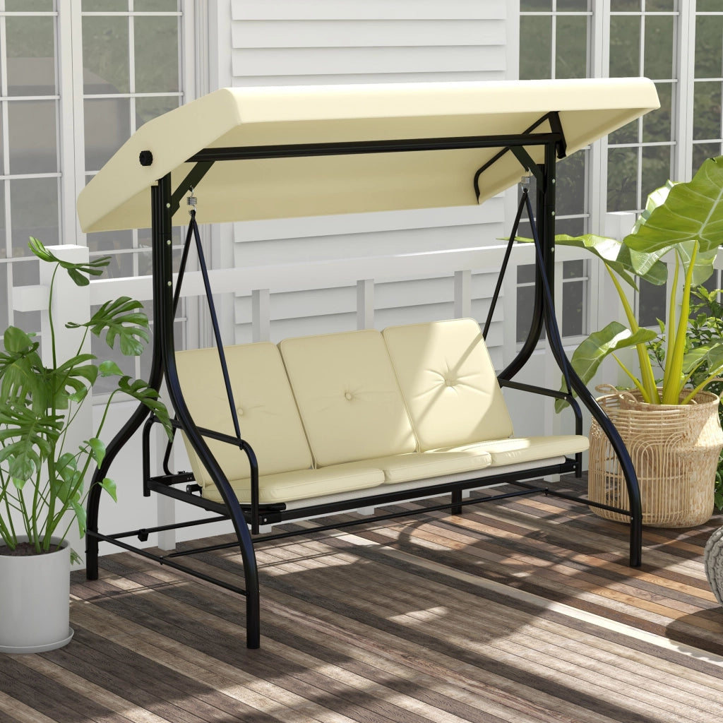 Dondolo da giardino con tetto parasole ¨C Xylo ¨C 3 posti, struttura in metallo
