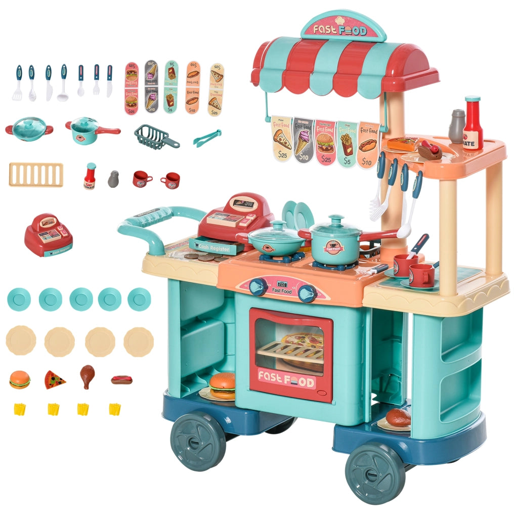 Cucina Giocattolo per Bambini ¨C Xylo ¨C Set con 50 Accessori, Caffetteria e Ristorante, 79.5x33x90.5cm