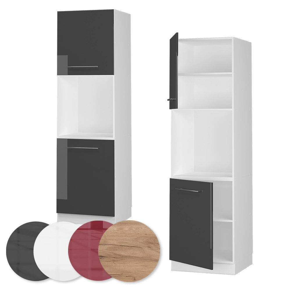 Mobile per forno da incasso Fame-Line Antracite lucido/Bianco 60 cm con ripiano aperto Vicco