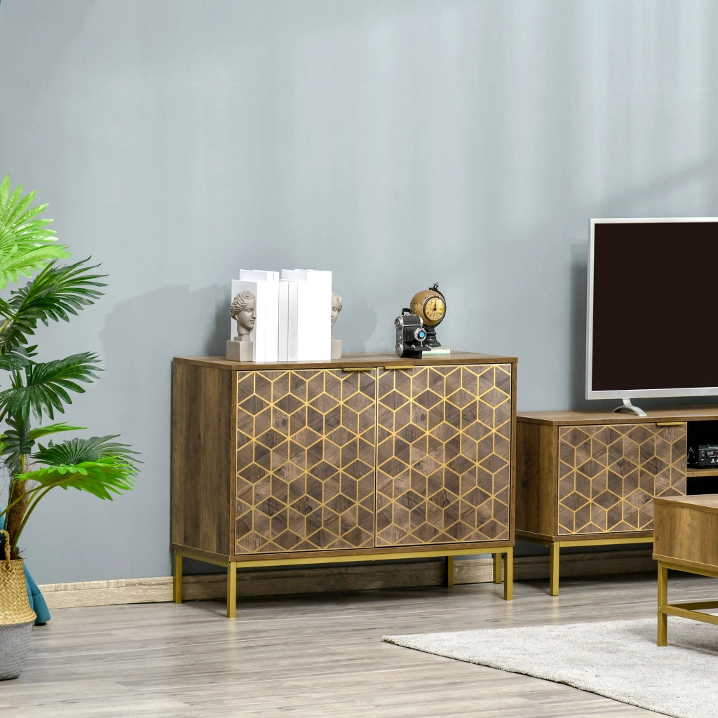 EasyComfort Mobile da Ingresso Moderno con Decori Dorati e Gambe in Acciaio, 99x39x75.5cm