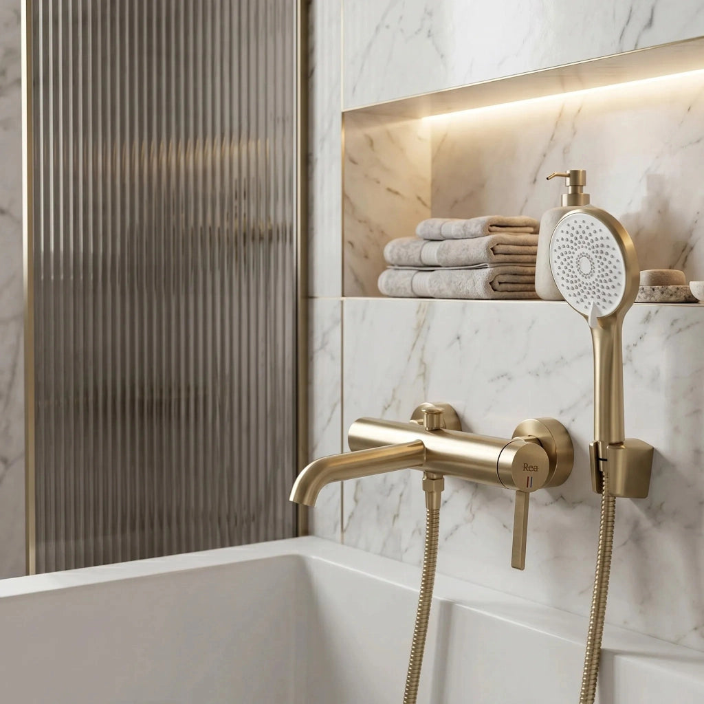 Rubinetto Da Vasca Rea Rivo Brush Gold