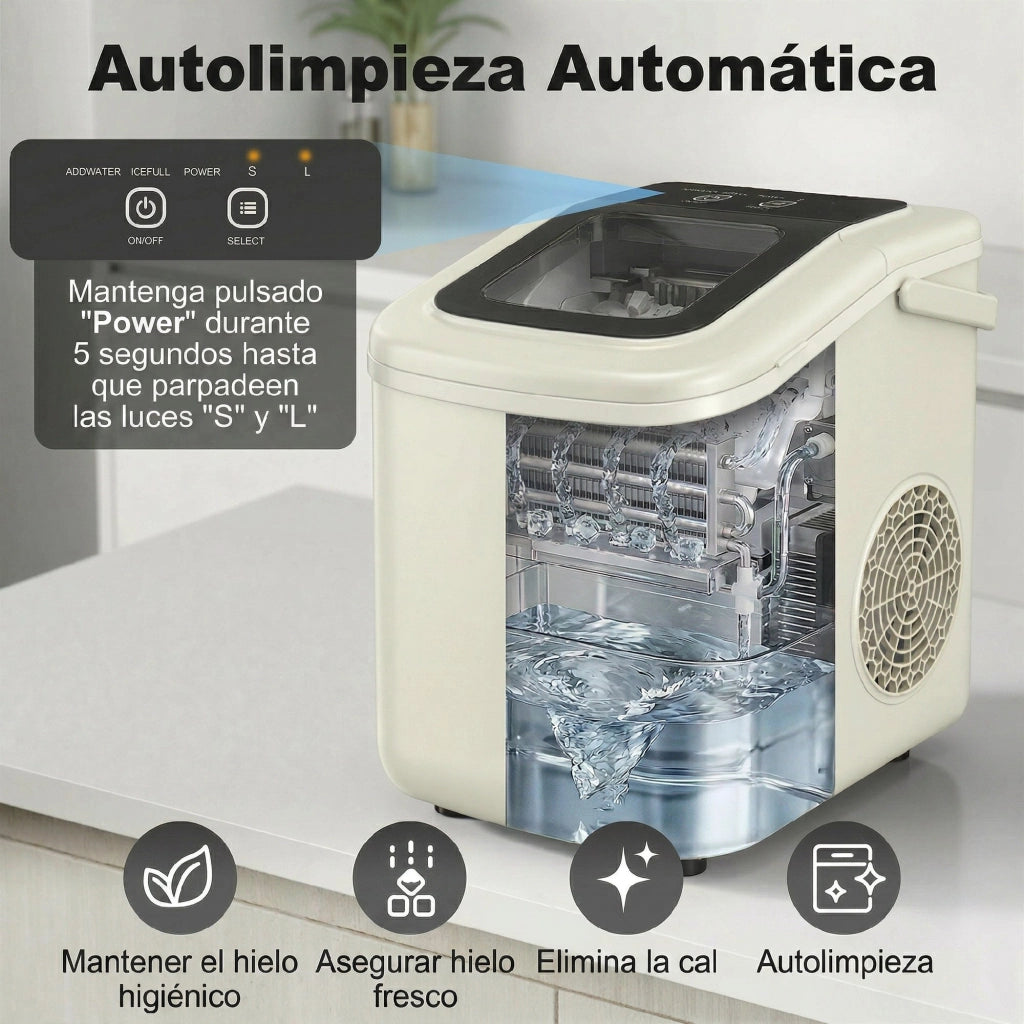 Macchina del Ghiaccio Autopulente 12 kg/24h ¨C Minimal ¨C Beige