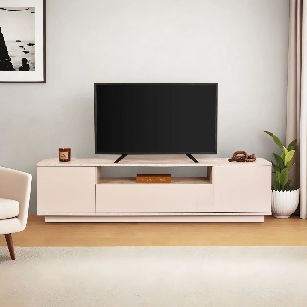 Porta TV in legno "Veramont" - 180 x 44 x 44 cm - Beige