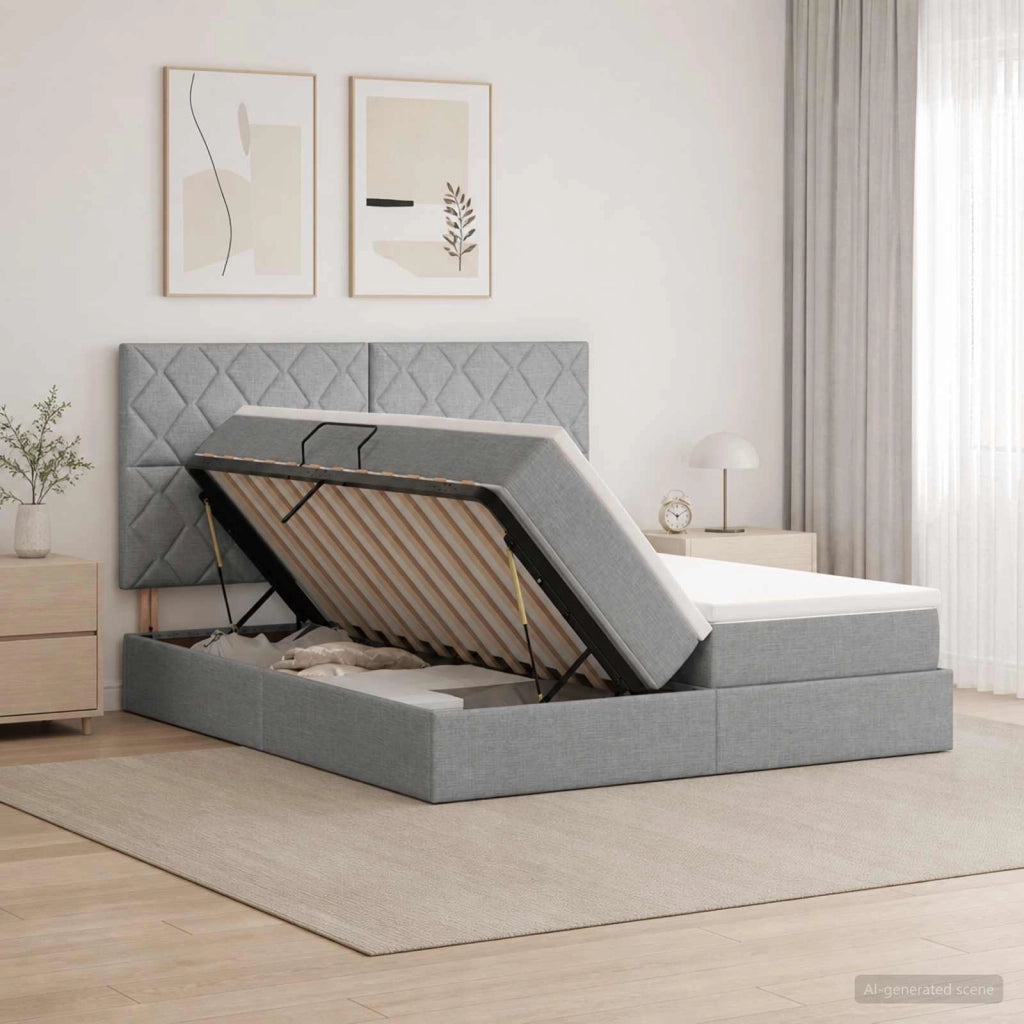 Letto con contenitore LED e materasso Grigio Chiaro 3460242