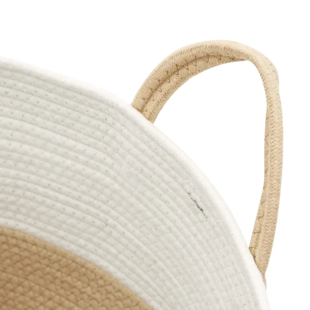 Cestino Portaoggetti Beige e Bianco ?51x33 cm in Cotone CFW2230260