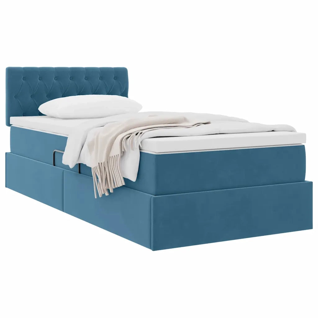 Letto con Contenitore Blu Scuro 90 x 200 cm Velluto 3370795