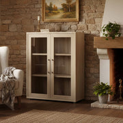 Credenza Ampezzo, Buffet da soggiorno, Madia da salotto, Dispensa da cucina, 89x40 h113 cm, Quercia