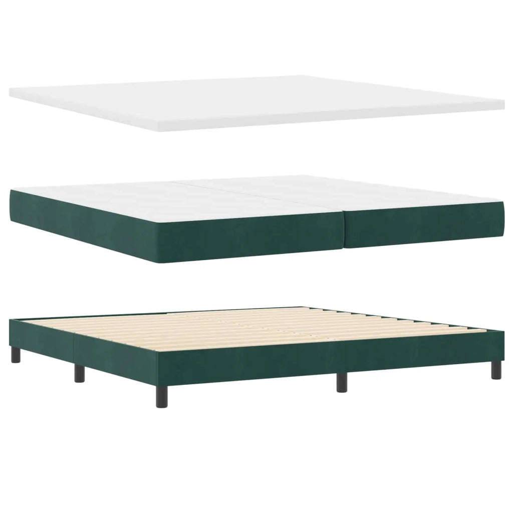 Letto a molle con materasso Verde Scuro 200 x 200 cm Poliestere