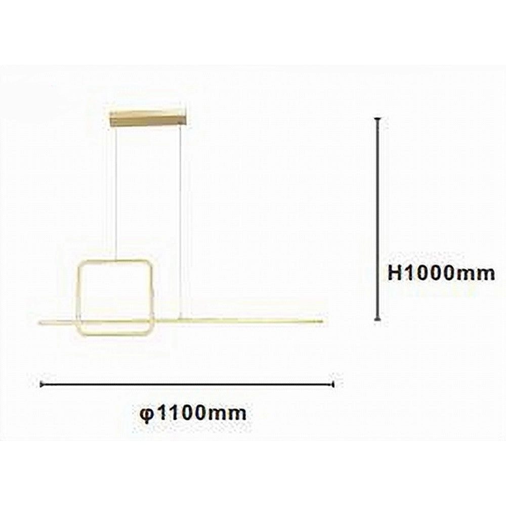 Trade Shop - Lampadario A Sospensione Led 48w Design Quadrato Linea Oro Ip20 Cucina Luce 6500k 33528 -