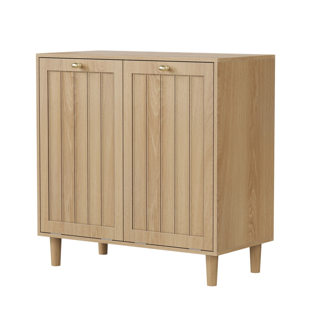 Mobile contenitore con 2 cesti estraibili - per bagno - in MDF - rovere