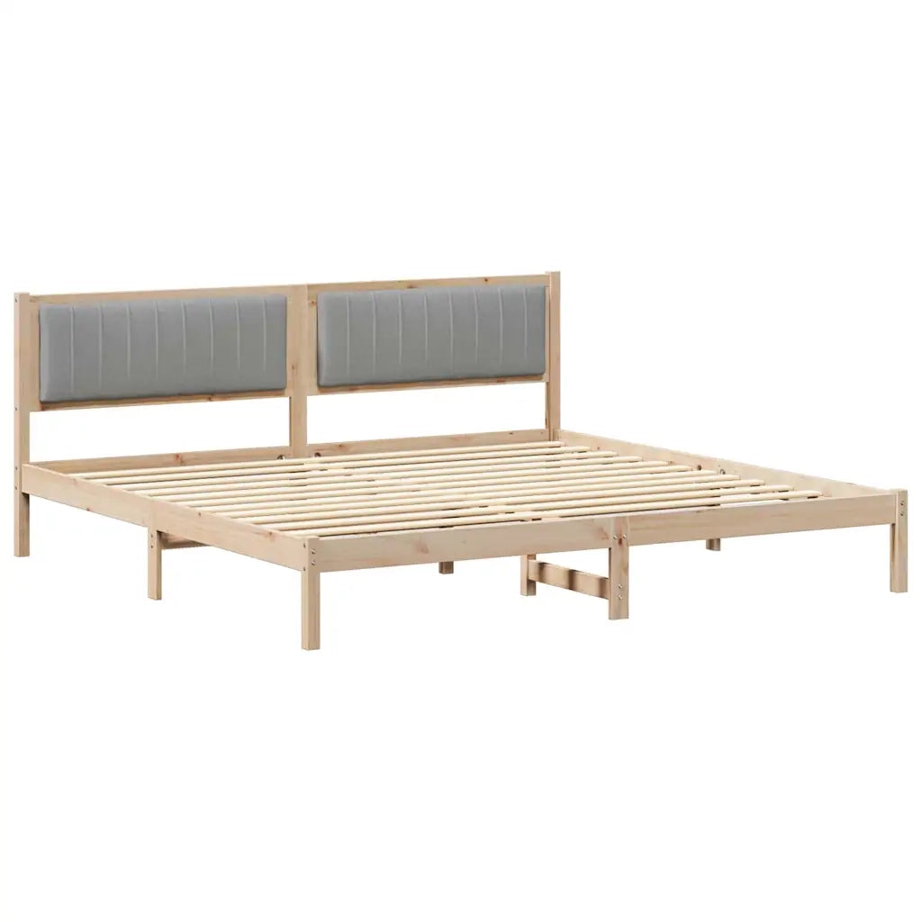 Struttura del letto-Giroletto Grigio chiaro 200 x 200 cm Pino massello 533766