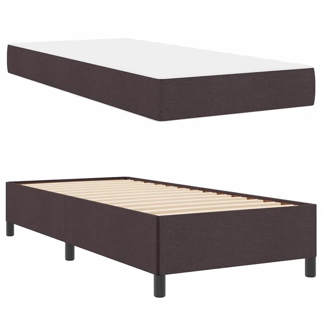 Letto a molle con materasso Marrone Scuro 90 x 190 cm Tessuto